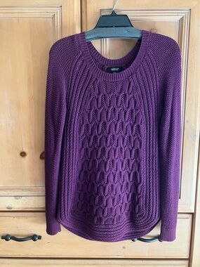 Cable Tunic Sweater, Grape Soda Purple, S, Jones & Co, Jones New York